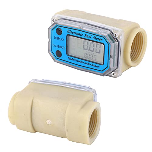 Mini Flussometro Digitale a Turbina, Contalitri per Acqua Liquida Flussometro per Carburante 15-120 L/Min 1"NPT