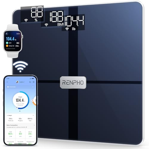 Báscula RENPHO Wi-Fi, báscula de grasa corporal conectada por Bluetooth, 13 mediciones Análisis de composición corporal y monitor de salud, Elis A