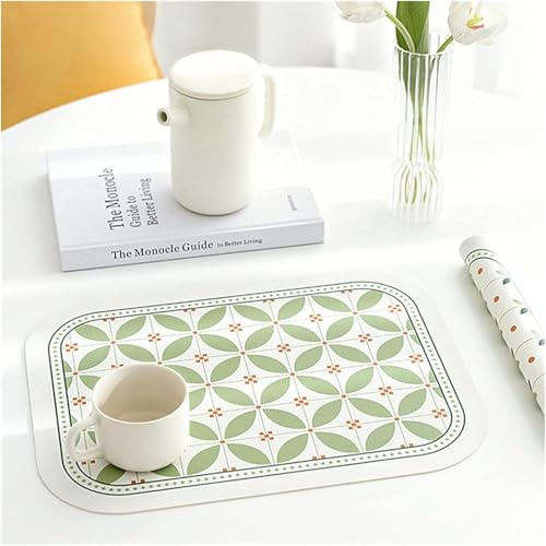 Image of Faux Leather Dining Table Placemats | Heat Insulation & Stain Resistant Waterproof Non Slip Dinner Table Mats | Perfect for Home, Kitchen, Restaurant, Office (Sage Green, Set of 6)