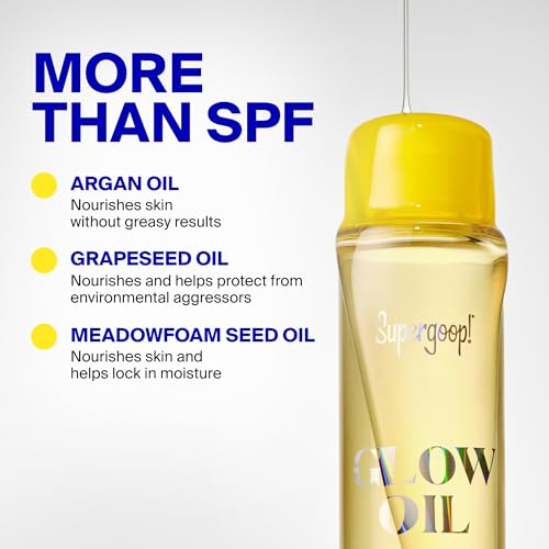 Image of Supergoop! Glow Oil - SPF 50 PA++++ Vitamin E Body Oil + Broad Spectrum Sunscreen Protection - With Marigold, Meadowfoam & Grape Seed Extracts | PA++++, With Marigold, Meadowfoam, Grape Seed Extracts