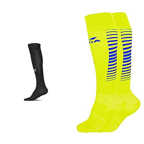 Image of Nivia Plain Encounter Stockings (L) - Polyester Blend,Knee Length Pair & Nivia Acrylic Encounter Unisex Soccer Socks, Full Length (Multicolor, L) Pack of 1 Pair