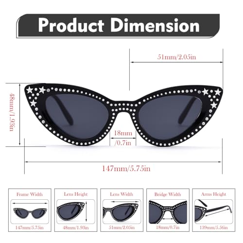 Woeoe Rhinestone Cat Eye Sun Glasses Women Black Oversized Diamond Sunglasses Vintage Men Bling Party Sunglasses Eyewear3