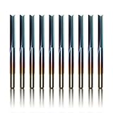 Genmitsu CNC Router Bits 1/8 inch Shank Straight Router Bits Nano Blue Coat 2-Flute End Mill Cutter for Wood MDF PVC Acrylic, 10 PCS, SR10A