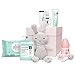 Suavinex - Canastilla de regalo baby shower para recién nacido con biberón, chupete, broche, gel-champú Syndet, crema pañal y toallitas, 0-6 meses, Rosa