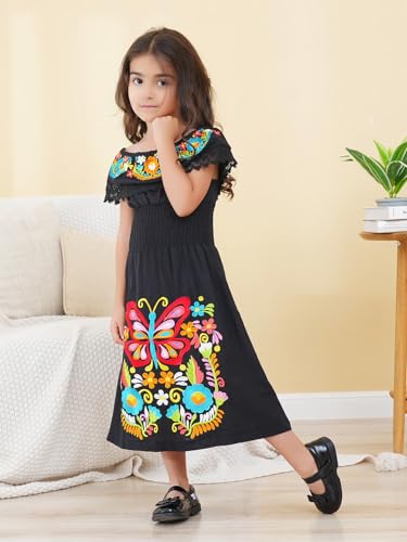 Image of Mexican Dress for Girls Traditional Vestidos Mexicanos Cinco de Mayo Embroidered Dresser Toddler Kids