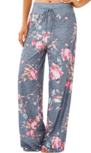 Image of Women Pajama Pants Comfy Lounge Wide Leg Casual Stretch Palazzo Drawstring Pj Bottoms Pants S-3XL