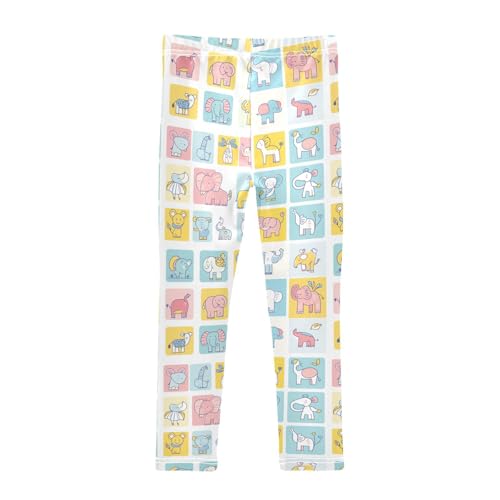 Elephant Grid Animal Girls Casual Leggings for Kids Printed Long Pant Bottoms Stretch and Soft2