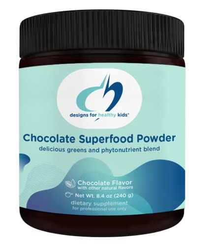 Designs-for-Health-Kids-Chocolate-Superfood-Powder-Blend-of-Organic-Fruits-Vegetables-Greens-and-Fiber-for-Kids-Delicious-Greens-and-Phytonutrient-Blend-Kids-Shake-30-Servings-240g