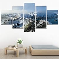 SIGNWIN 5 Panel Canvas Wall Art Foggy Mountains for Home Decorations Ready to Hang - 60