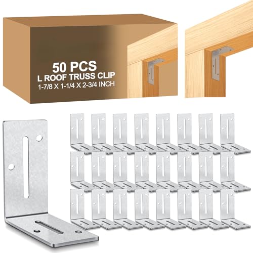 MorningRo 50 Pcs Roof Truss Clip Galvanized Angle Bracket Roof Hurricane Truss Clip L Corner Braces Slanted Roof Brackets 1-7/8 X 1-1/4 X 2-3/4-Inch