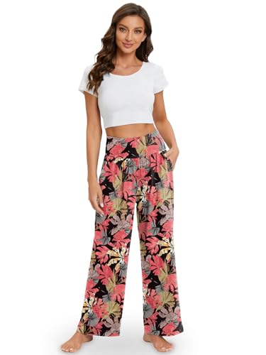Image of Gracyoga Wide Leg Yoga Pants for Women Casual Loose Cozy Sweatpants High Waisted Lounge Pajama Flowy Pants With Pockets