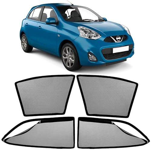 Image of AutoStory Magnetic Car Sunshade for Nissan Micra | Front Half Cut for Mirror Visibility + Rear Full Coverage with Zipper | Heavy Heat & UV Protection | Privacy Side Window Curtains Shades
