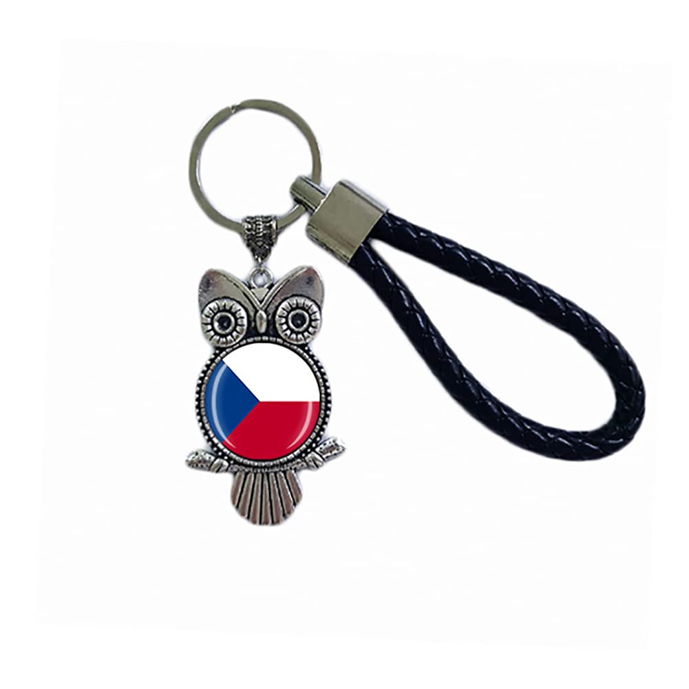 Flag Key Chain Czech Republic Souvenir Gift Key Ring Owl Pendant Keychain For Men Women