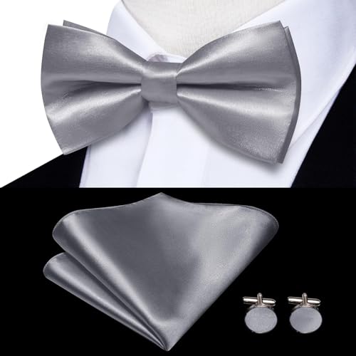 Image of Hi-Tie Men Suspender Bowtie Set Suspenders Pre-tied Bow Tie Pocket Square Cufflinks Adjustable Y Shape 6 Clips Braces Tuxedo