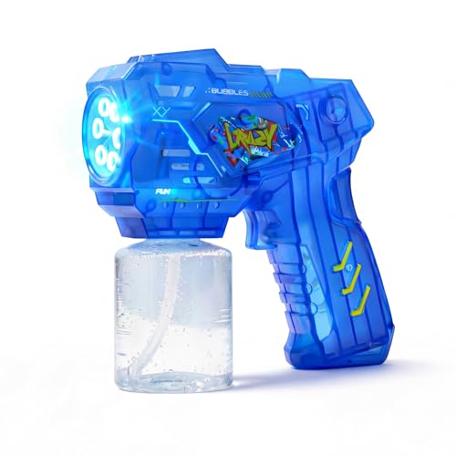 Image of VikriDA Electric Bubble Gun for Kids (3+) | 15-Hole Automatic Bubble Maker with LED Lights | Leak-Proof Bottle | Easy Trigger & Ergonomic Grip
