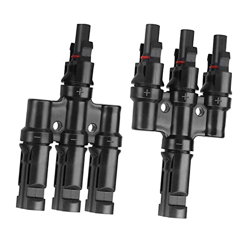 VIVLLEN 1 Pair Professional Solar Panel Cable Connector,1 Male to 3 Female and 1 Female to 3 Male IP67 Waterproof for Parallel Connection Between Solar Panels