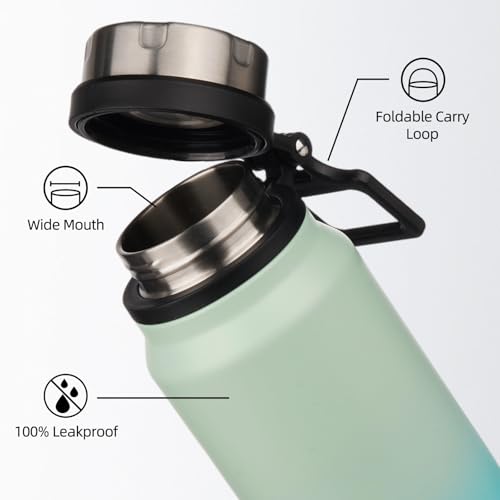Image of BJPKPK 32oz Large Insulated Water Bottle with Handle, Stainless Steel | Leak-Proof BPA-Free Large Water Bottle, Stainless Steel Vacuum Insulated Bottle for Gym, Work, Outdoor & Everyday Use