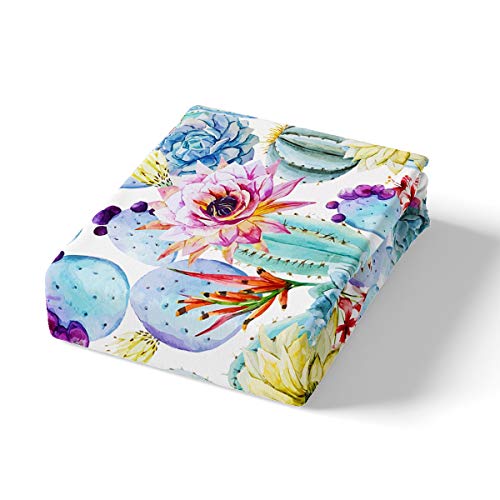 Parure de lit cactus et fleurs avec drap-housse pour matelas simple