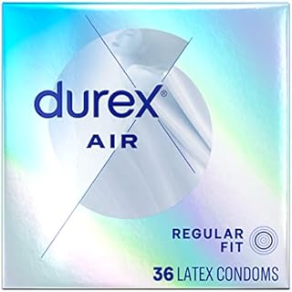 Durex Air Condoms Extra Thin Condoms, Regular Fit, Natural Rubber Latex Condoms for Men, FSA & HSA Eligible, 36 Count, Package May Vary