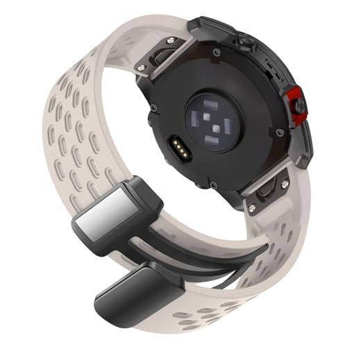 Abanen Silicone Air-holes Sport Watch Bands for Fenix 7S / Fenix 6S / Fenix 5S / Instinct 2S, 20mm Soft Silicone Wrist Strap with Fold-over Magnetic Closure for Garmin epix Pro 42mm (Starlight) by Abanen - Used condition - US$13.93