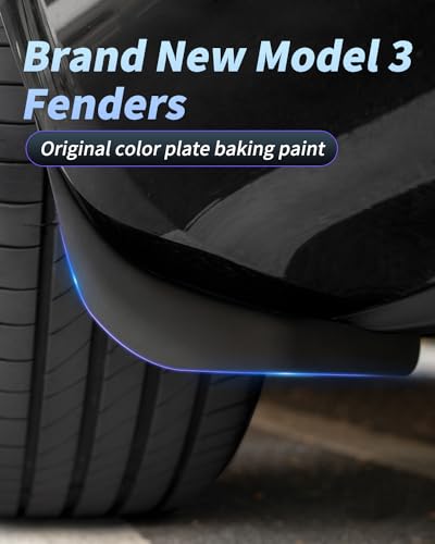 Image of 2024 Model 3 Highland Mud Flaps Car Splash Guards Tire Protector, Original Design No Drilling Splash Guards Fender Compatible with Tesla Model 3 2024 (Front and Rear 4 pcs)
