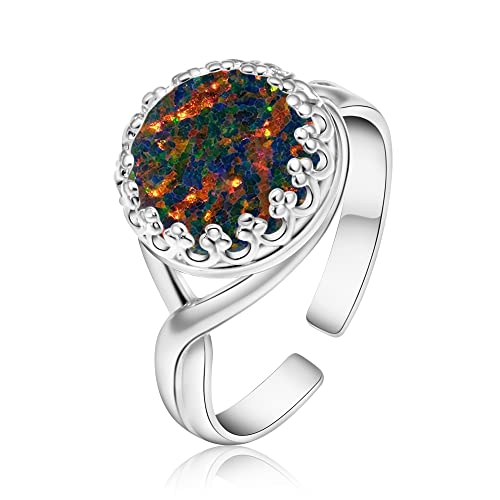 925 Sterling Silver Black Opal Sizable Ring For Women; Vintage Style Gold Plated Black Opal Sizable Ring That Is Perfect For Engagement Or Promise Sizable Ring #TOP4