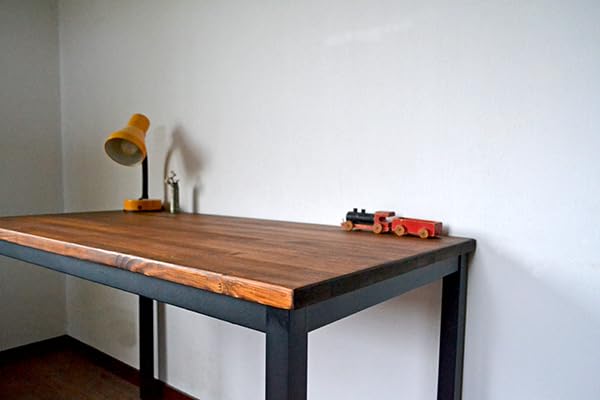 Amazon.co.jp: Work table walnut color iron leg 机 デスク 