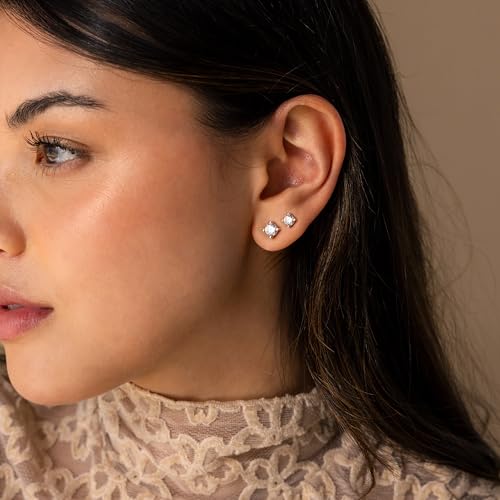 Image of 5 Pairs 14K Gold Plated Stud Earrings for Women, Hypoallergenic Earring Sets for Multiple Piercing, Premium Cubic Zirconia Studs Earrings for Women