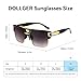 Dollger Square Sunglasses for Men Classic Oversize Sun Glasses Retro Semi Rimless Gold Alloy Frame UV400