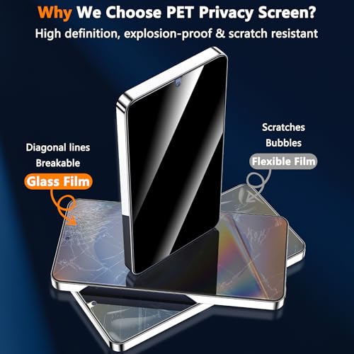 Image of YWXTW EZ Unlock for Samsung Galaxy S25 Edge Privacy Screen Protector, [0.01S Ultrasonic Fingerprint Support] [Not Glass] 23 Anti Spy Private S25 Edge Screen Protector Case Friendly, 2 Pack
