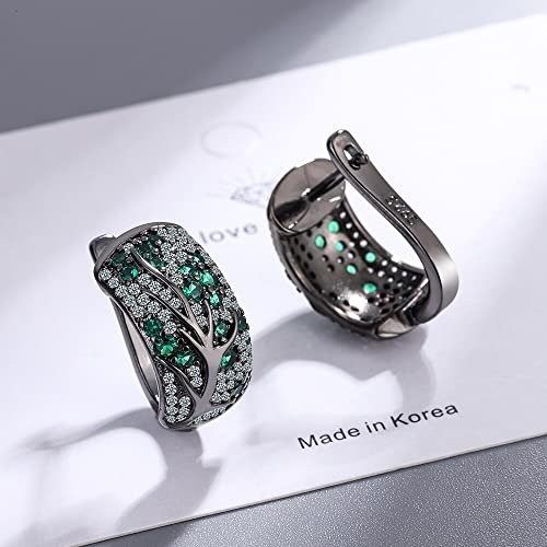 Boucles d'oreilles de cerceau en cristal et argent sterling d'une brillance pure
