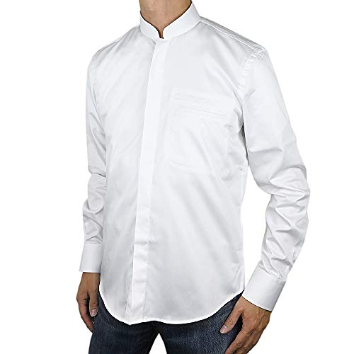 Chemise col Mao blanc en popeline de coton premium haut de gamme