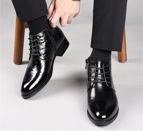 Mens Genuine Leather High Top Boots Business Casual Dress Shoes Soft Sole Warm Fleece Lined Winter Footwear British Style3