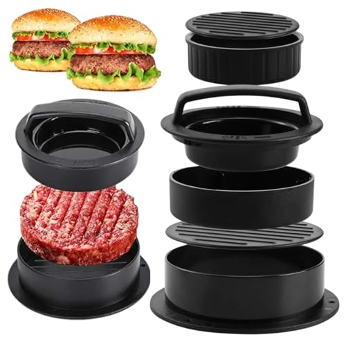 Forma De Hambúrguer 3 em 1 Modelador De Hamburguer 12,3cm x 10,5cm Base Removível Facil De Usar e Limpar hamburguer Artesanal Caseiro Churrasco