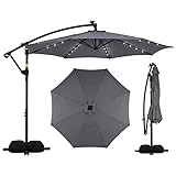 【Tenda Resistente e Antivento】Realizzato in tessuto poliestere di alta qualità, l'ombrellone esterno protegge dal sole e dalla pioggia leggera. Il design ventilato riduce la pressione del vento e migliora la stabilità.