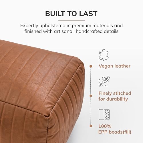 Anji Mountain 100% Handmade & Handcrafted Comfortable Home Décor Bench Pouf Ottoman Footrest for Living Room, Bedroom, Nursery, Kidsroom, Patio Furniture - (42" x 22" x 17" - Camel) by Anji Mountain - Image 5