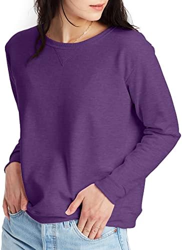Hanes Women's EcoSmart Crewneck Sweatshirt, Violet Splendor Heather, Medium