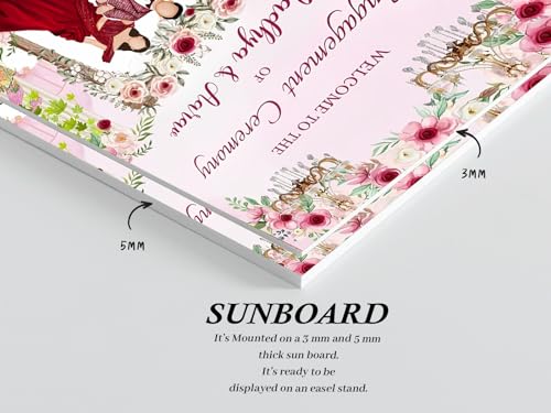 Theme My Party Custom Ring Ceremony Welcome Sign Board - Personalized Indian Pre Wedding Engagement Wedding Sign Board – Indian Ceremony Welcome Sign for Engagement Decoration