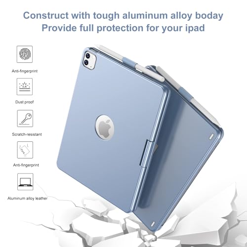 Image of GGH Keyboard Case for iPad Pro 11 Inch & Air 11 inch M4 /M3 /M2, Ocean Blue | 10-Color Backlight Keyboard with Pencil Holder, 360 Rotatable, Compatible with iPad Pro 11 1st-4th Gen & Air11 M2 /M3 /M4
