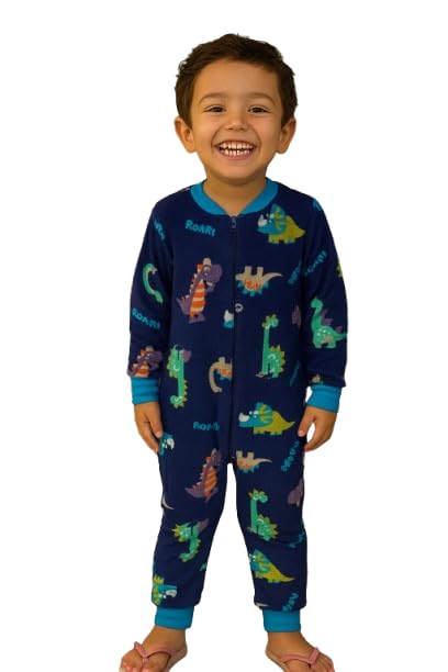 Pijama Macacão Super Soft Quentinho Infantil ziper frontal (Azul, 2)