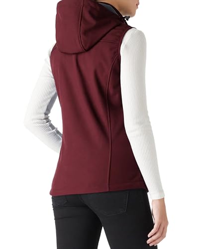 Outdoor Ventures Damen Softshell Westen mit Kapuze Leichte Fleece Gefütterte Ärmellose Jacke Wasserdichte Winddichte Weste Vest mit Zip up-Taschen Dunkelrot S
