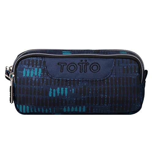TOTTO , Estuche Escolar Dos Compartimentos Azul Jaspeado Sobre Unisex Niños, Azul (Blue), Pequeño