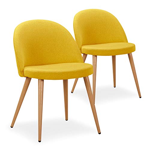 Menzzo Lot de 2 chaises scandinaves Maury Tissu Jaune dc5106lot2yellowfabric