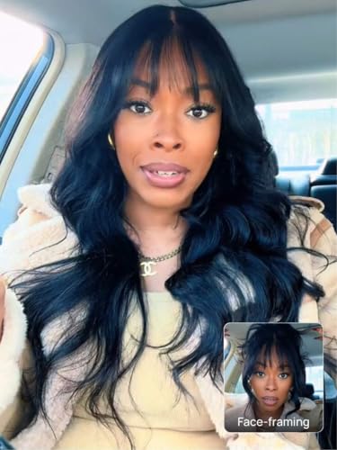 Image of Beauty Forever Bye Bye Knots Glueless Fluffy Body Wave Curtain Bangs Wig Pre Plucked Pre Cut 7x5 Lace Front Human Hair Loose Wave Pre Bleached Pre Everything 3S Ready to Wear Wig 180% Density 26inch