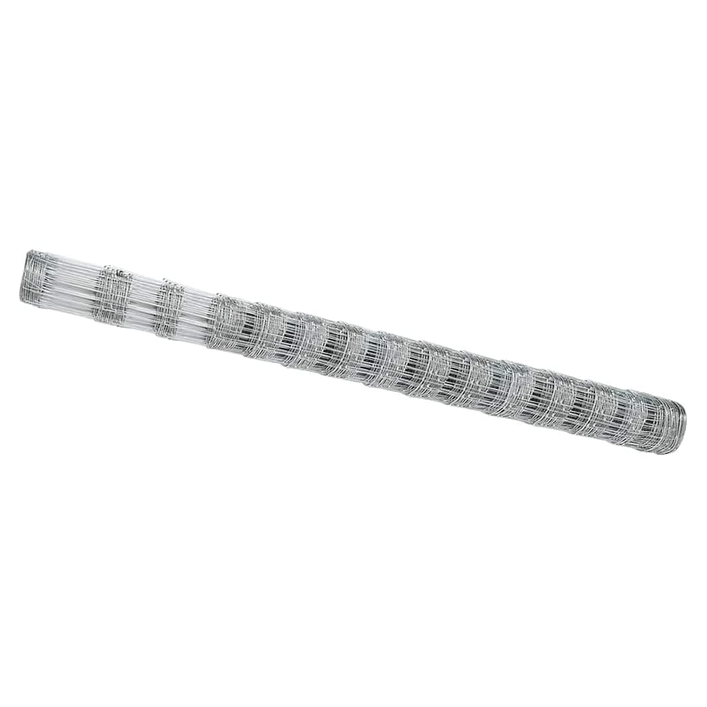 Galvanised Steel Field Fence Silver 25 x 1.6 m, Durable Outdoor Garden Barrier for Livestock and Property Boundary, Rust Resistant Rectangular Wire Fencing Roll for Farm Patio and Urban Landscape