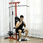 Soozier LAT Machine with High & Low Pulley Stations, Cable Row Machine with Adjustable Seat & Flip-Up Footplate, for Home Gym - Image 2