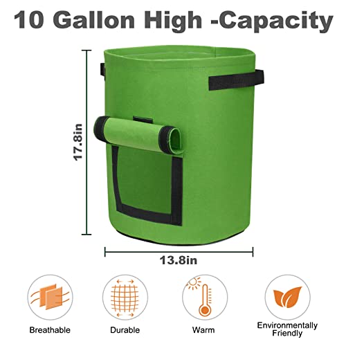 Dicandle 4 Pack 10 Gallon Potato Growing Bags With Flap, Breathable & Durable, Nonwoven Fabric, Ideal For Indoor/Outdoor Use thumb #2