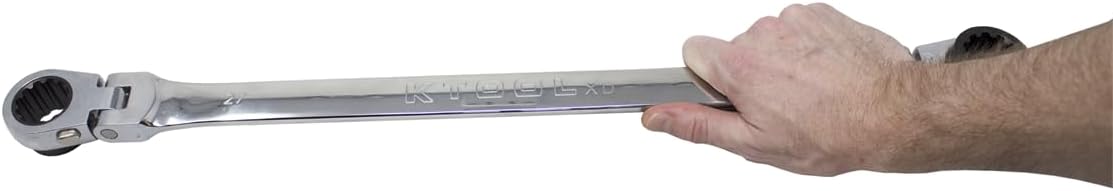 K Tool International XDDB27X30 Ratcheting Wrench Set, Extra Long Flexible Reversible Design, Dual Rotating Heads, Spline Plus Profile, Raised Box End, Tight Access Service