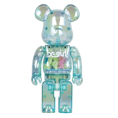 HDSLURIO Bearbrick Violent Bear - Juguete Coleccionable 400% Hecho a Mano, 28 cm/11 Pulgadas, Adorno de Escritorio, Bloques de construcción, Modelo de muñeca de Oso Colorido (Azul)