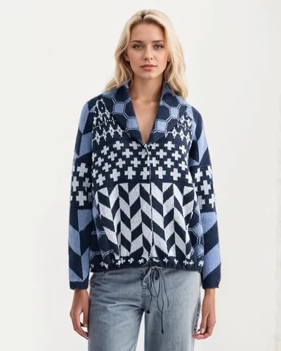 Image of LaurelTree Womens Cardigan Sweaters Open Front Button up Weaters Y2k Knit Chunky Winter Outerwear Coats with Hem Drawstring